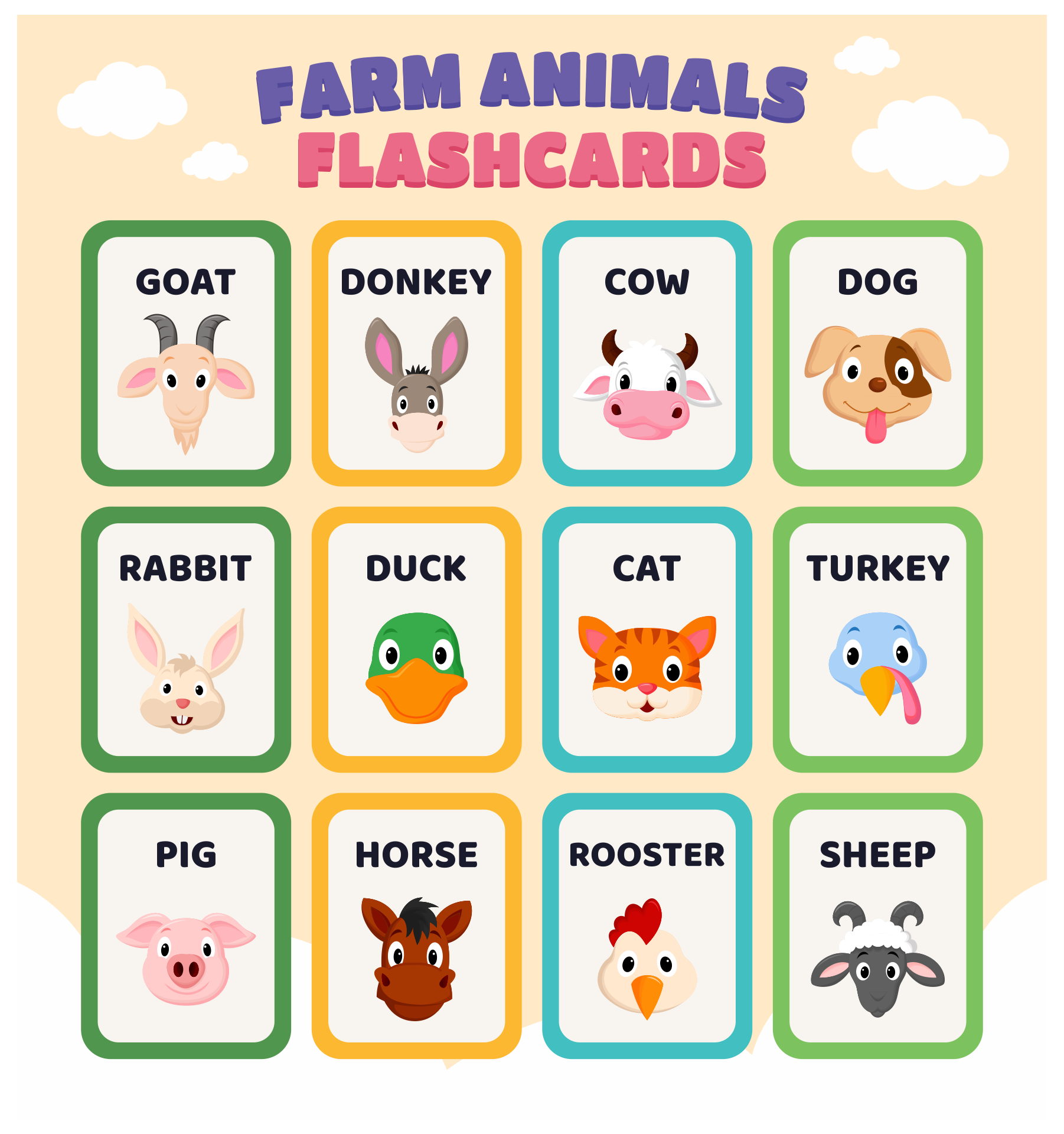 10 Best Printable Animal Flash Cards Printablee