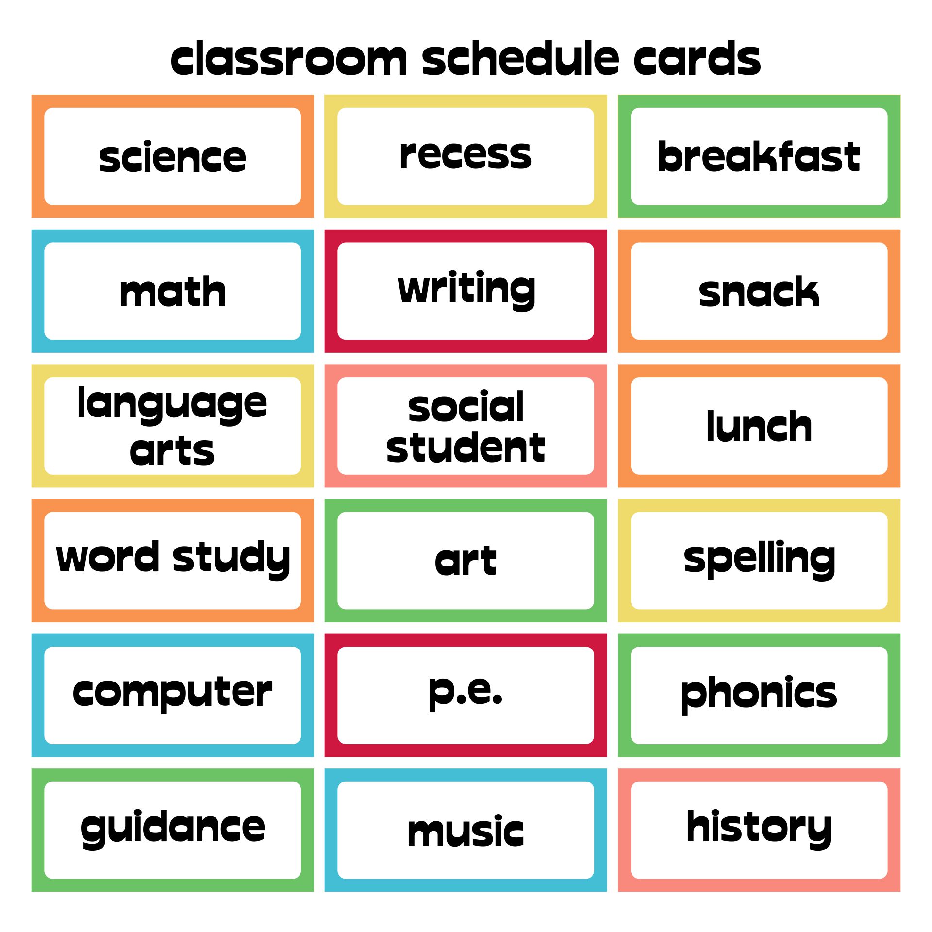 daily school schedule printable for kids