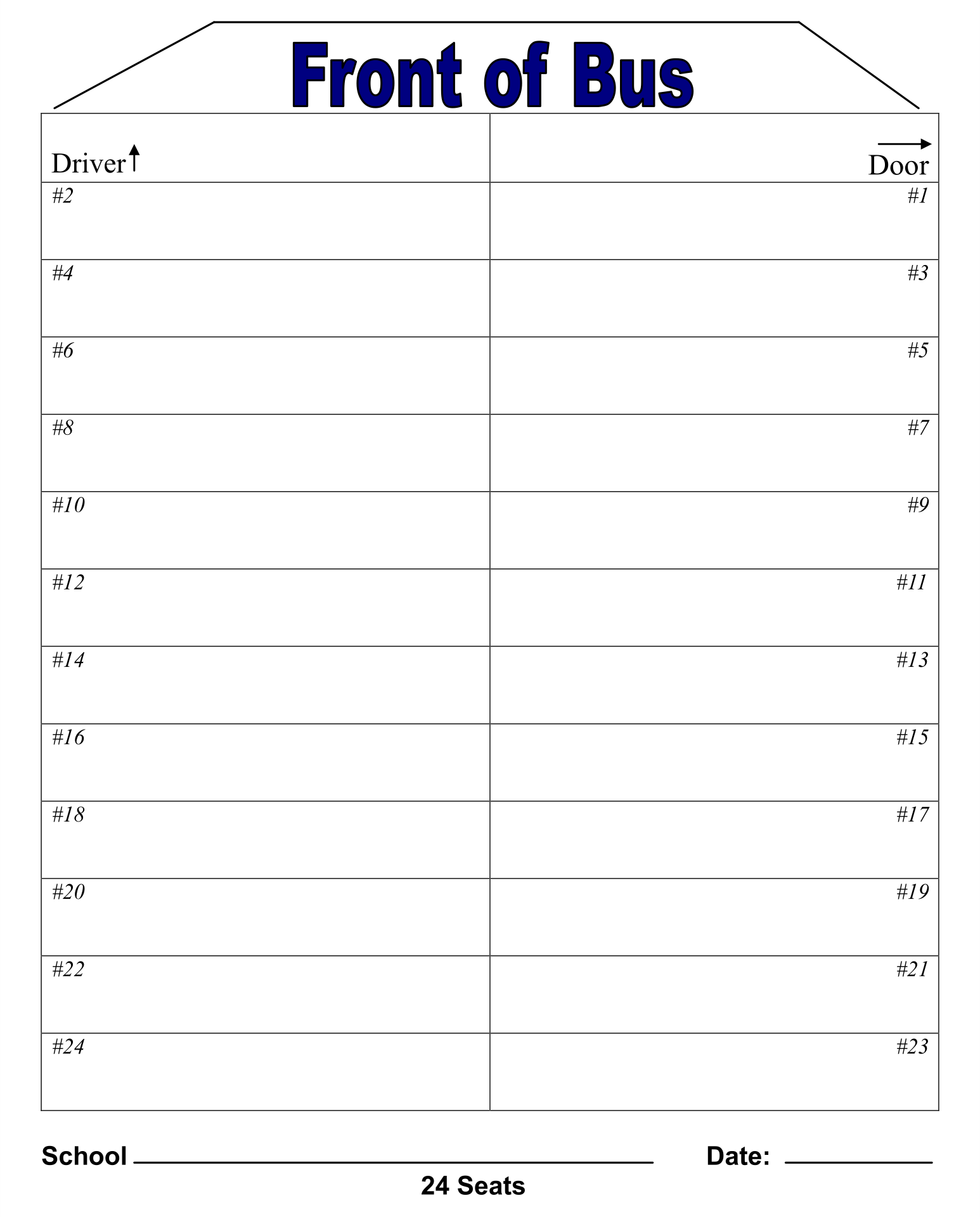 Printable Bus Seating Chart Template Printable Templates Free