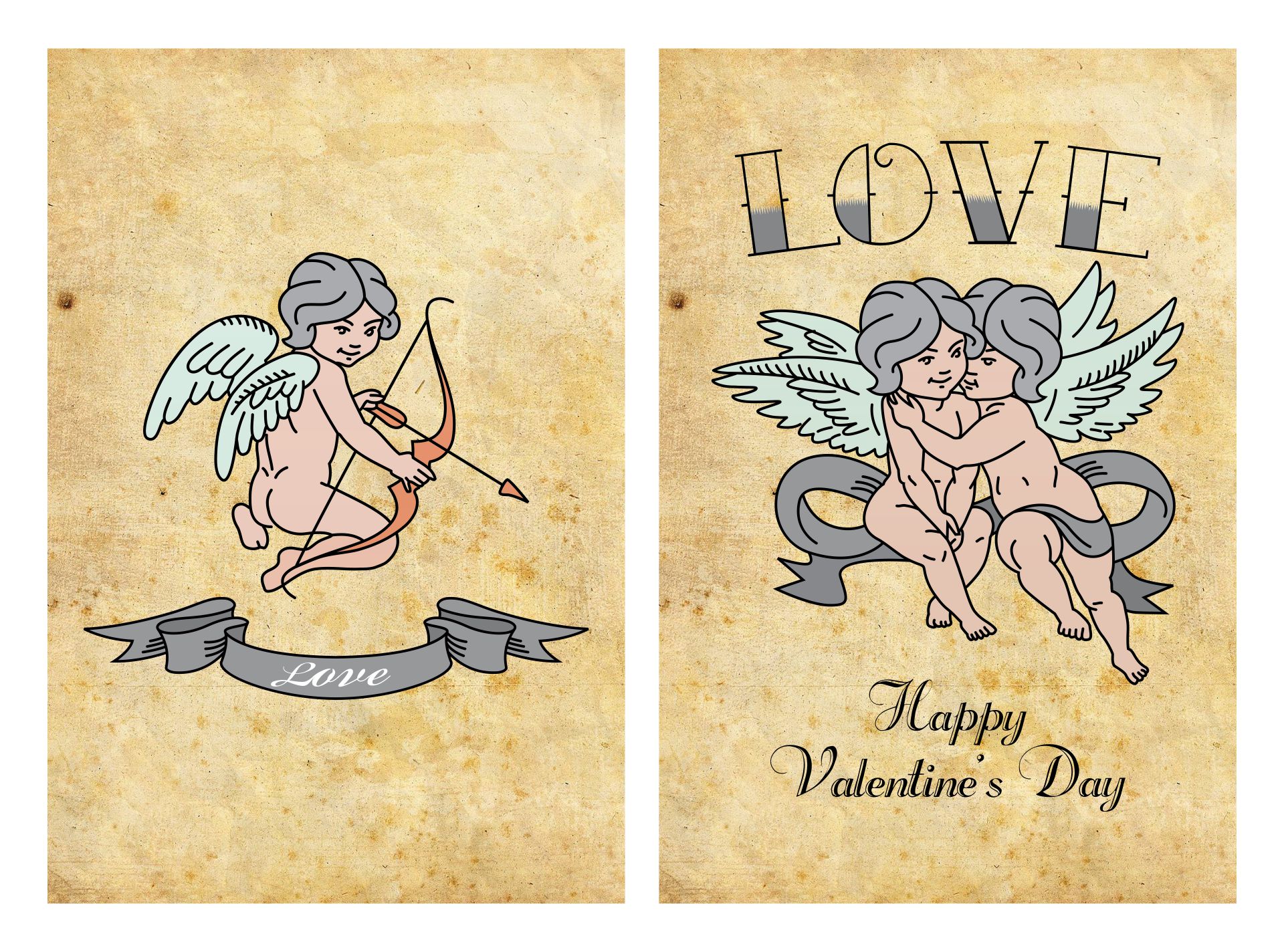 Large Vintage Printable Valentine Cards