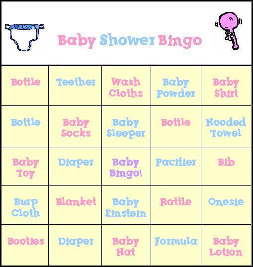 Baby Shower Bingo Printable Cards