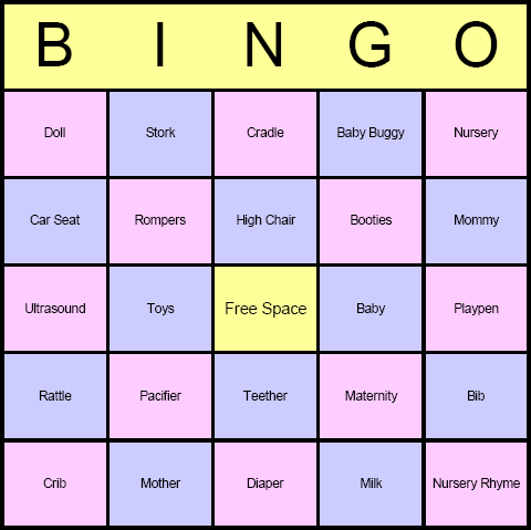 Baby Shower Bingo Printable Cards