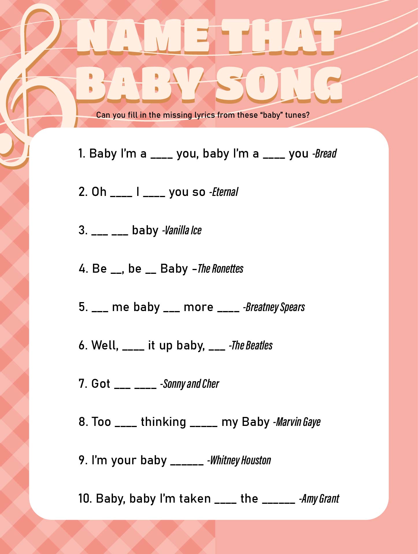 Baby Shower Games Printable