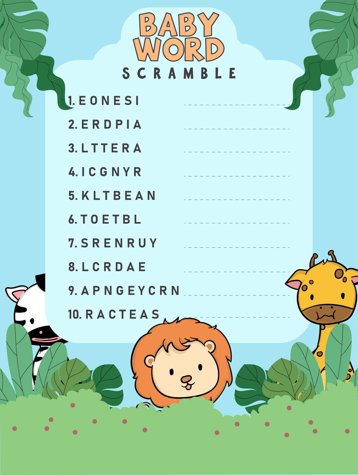 10 Best Free Printable Baby Shower Games With Answers 