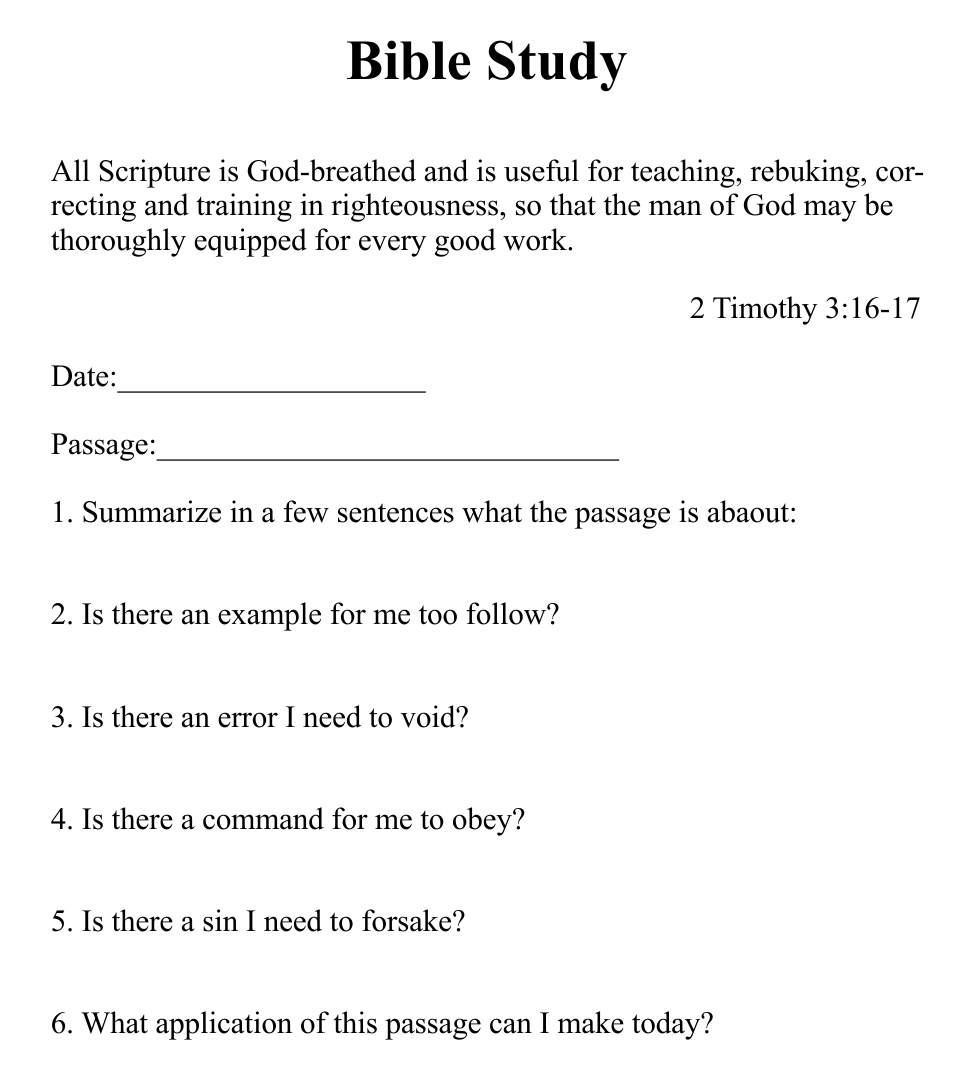 Printable Bible Study Questions