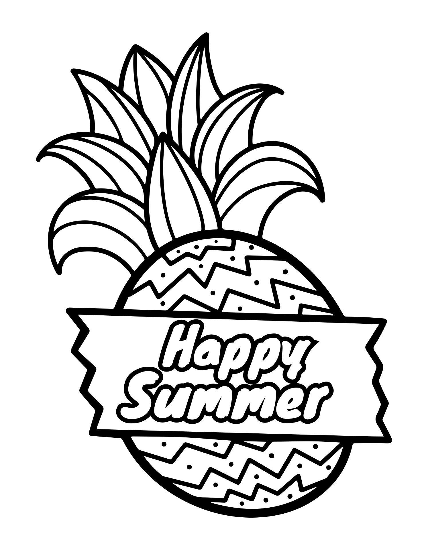 Happy Summer Printable BW