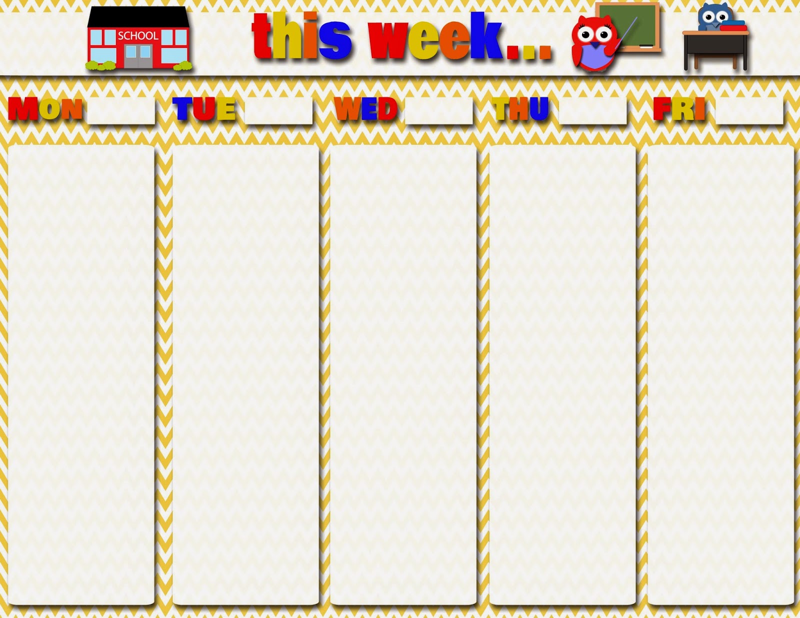 Student Weekly Calendar Printable