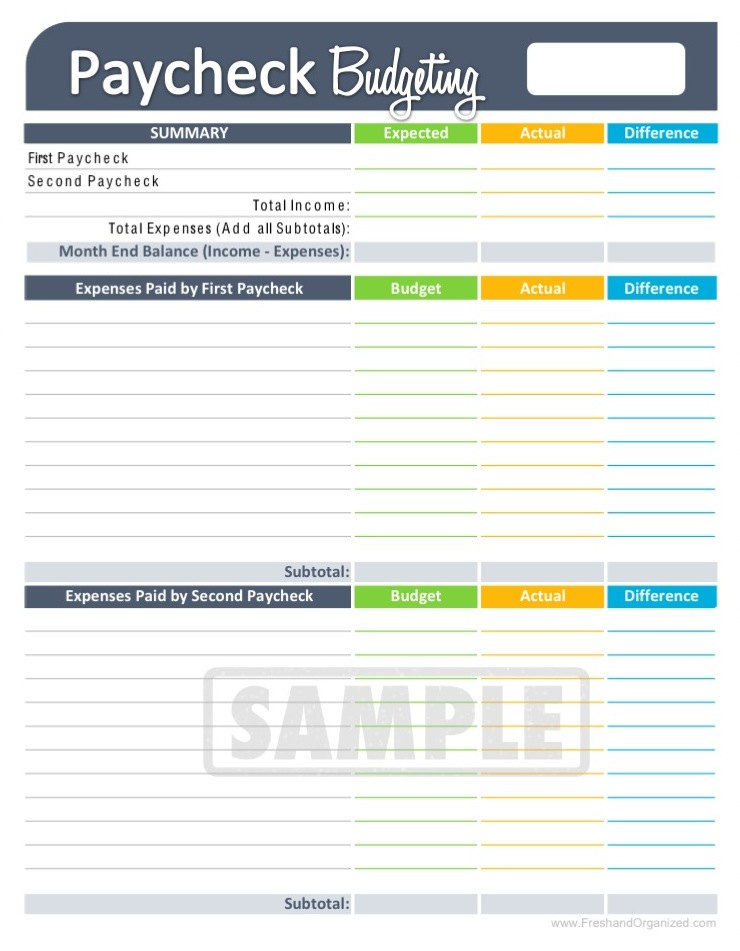 Bi-Weekly Budget Worksheet Printable