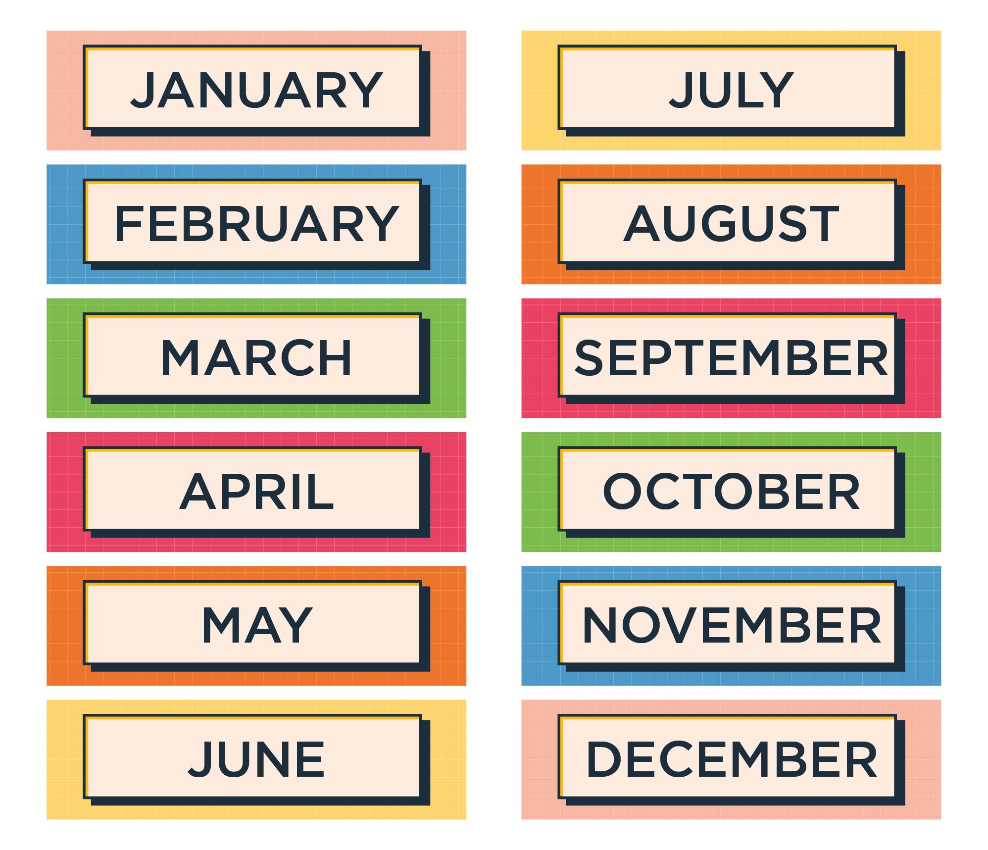 Printable Calendar Headers Months