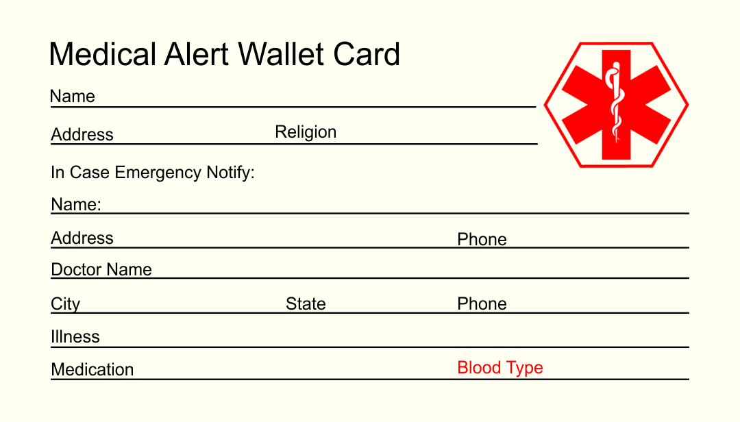 Free Printable Wallet Size Medical Information Card PRINTABLE TEMPLATES