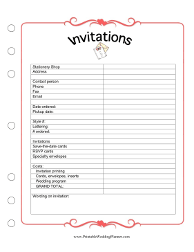 Printable Wedding Planner Organizer