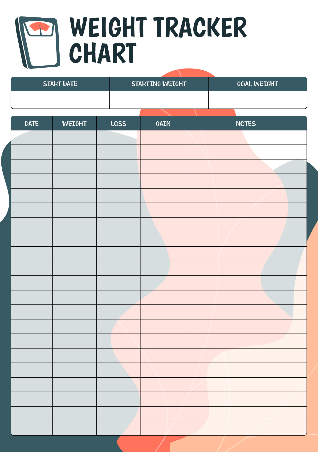 weekly weight tracker template