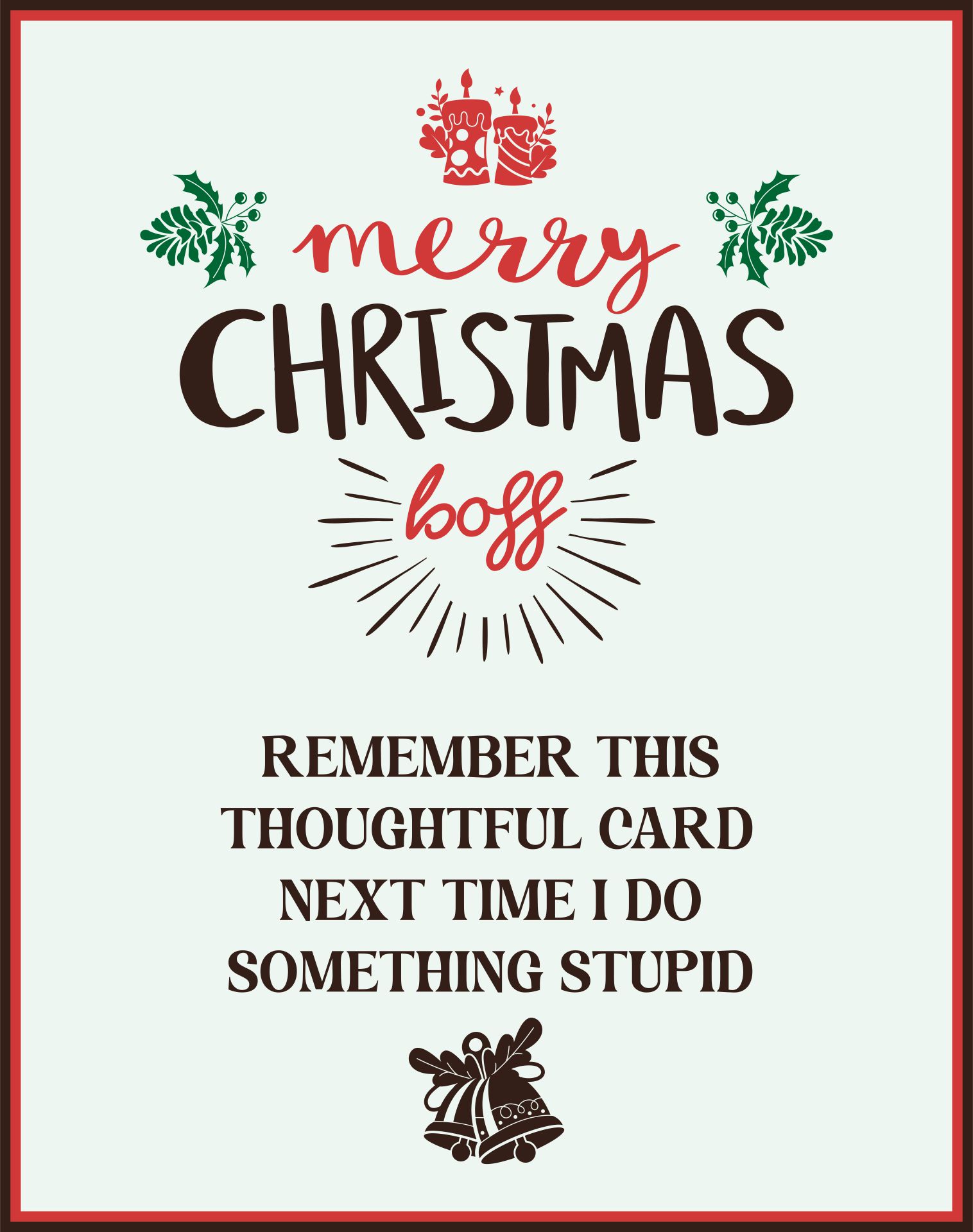 4 Best Printable Christmas Cards For Boss 