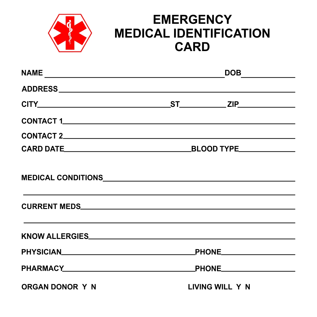 Medical Alert Wallet Card Template Mightyprintingdeals