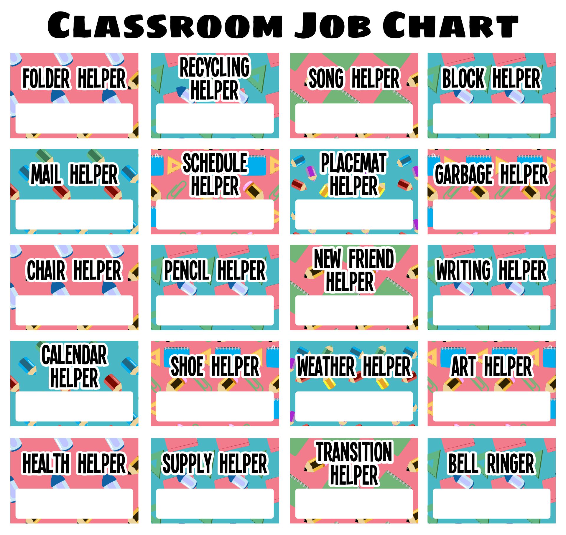 Printable Classroom Helper Signs