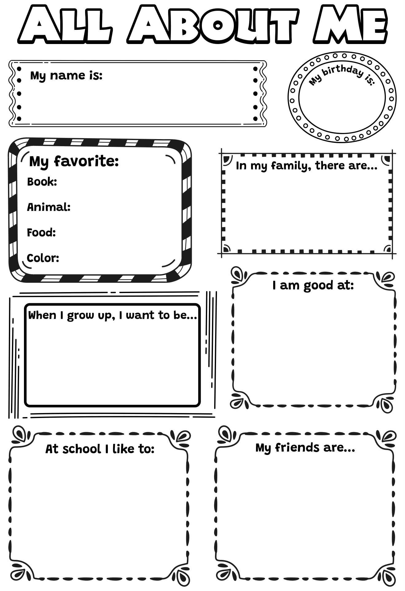 About.me Worksheets Printable
