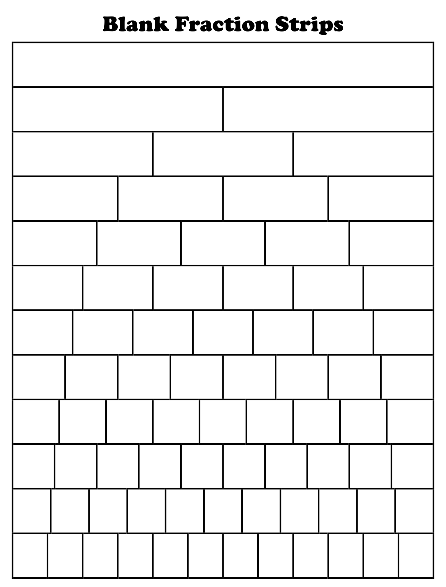 Printable Fraction Strips