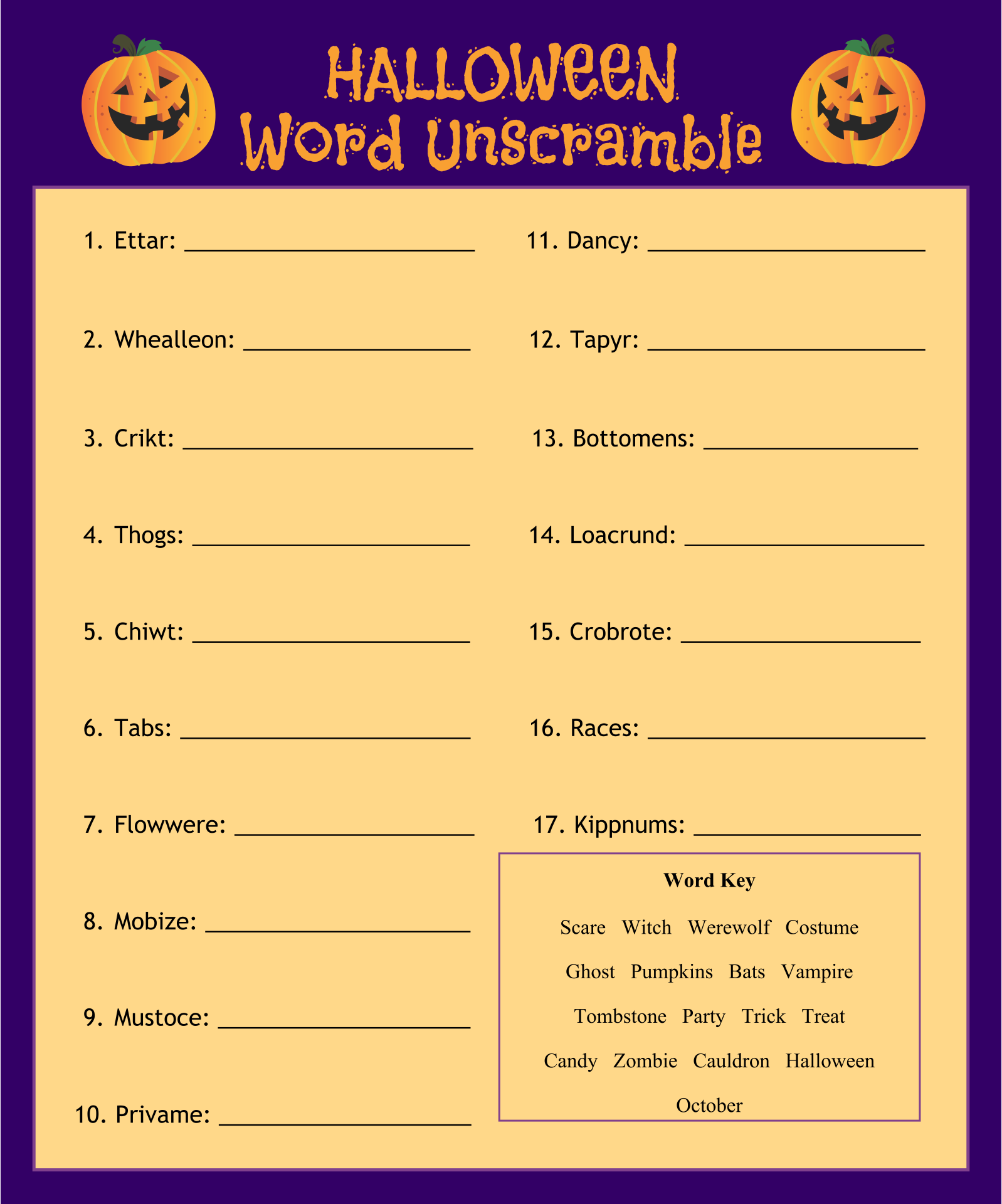 Free Printable Halloween Activity Sheets