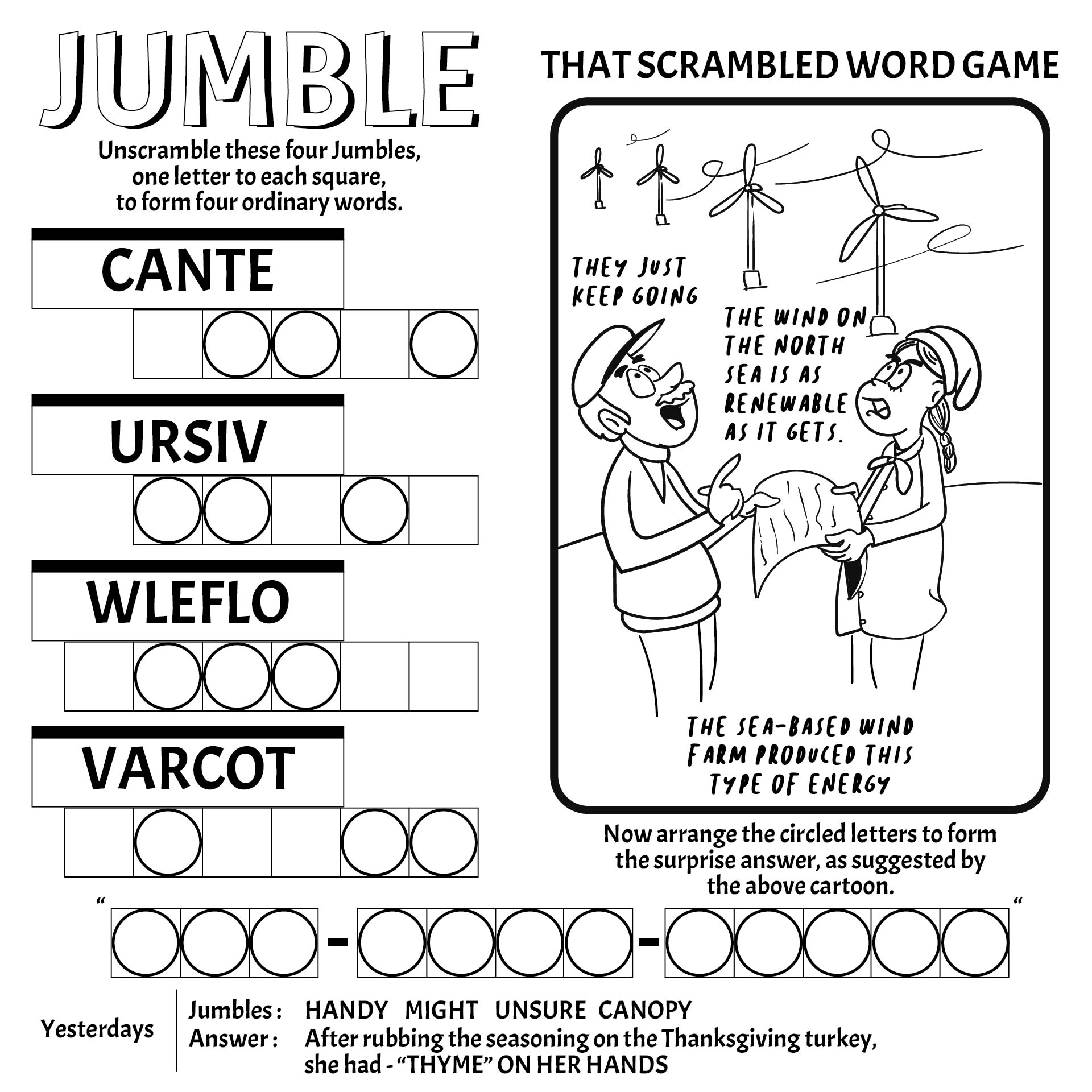 Printable Jumble Word Puzzles