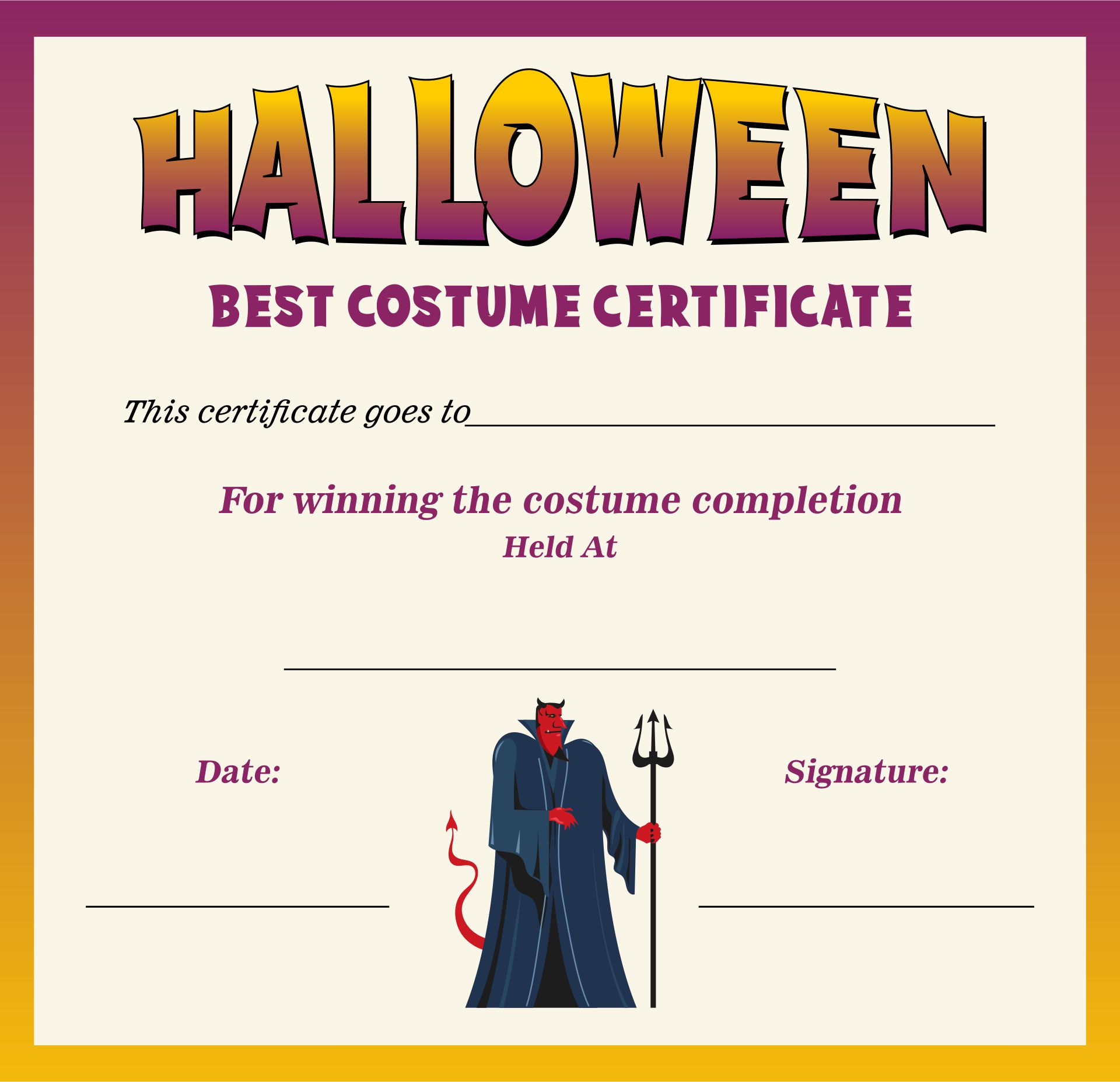 15 Best Free Printable Halloween Award Certificates