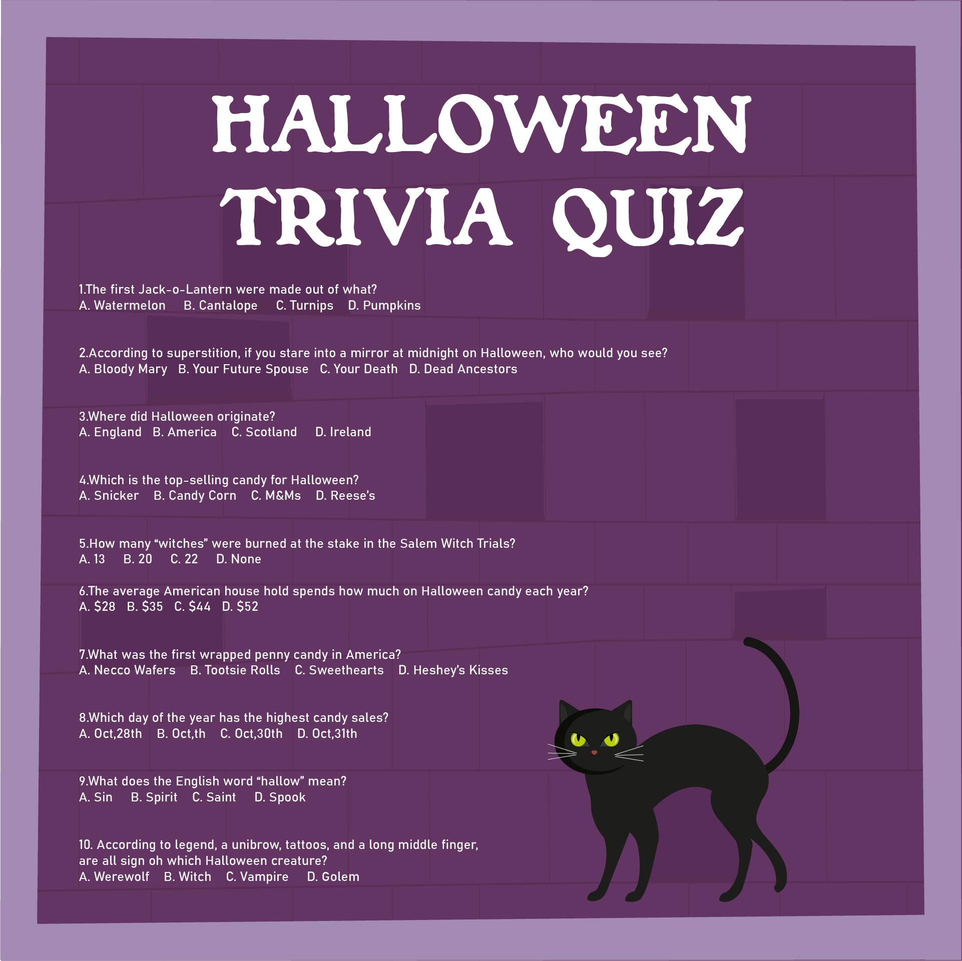 15 Best Printable Halloween Trivia And Answers