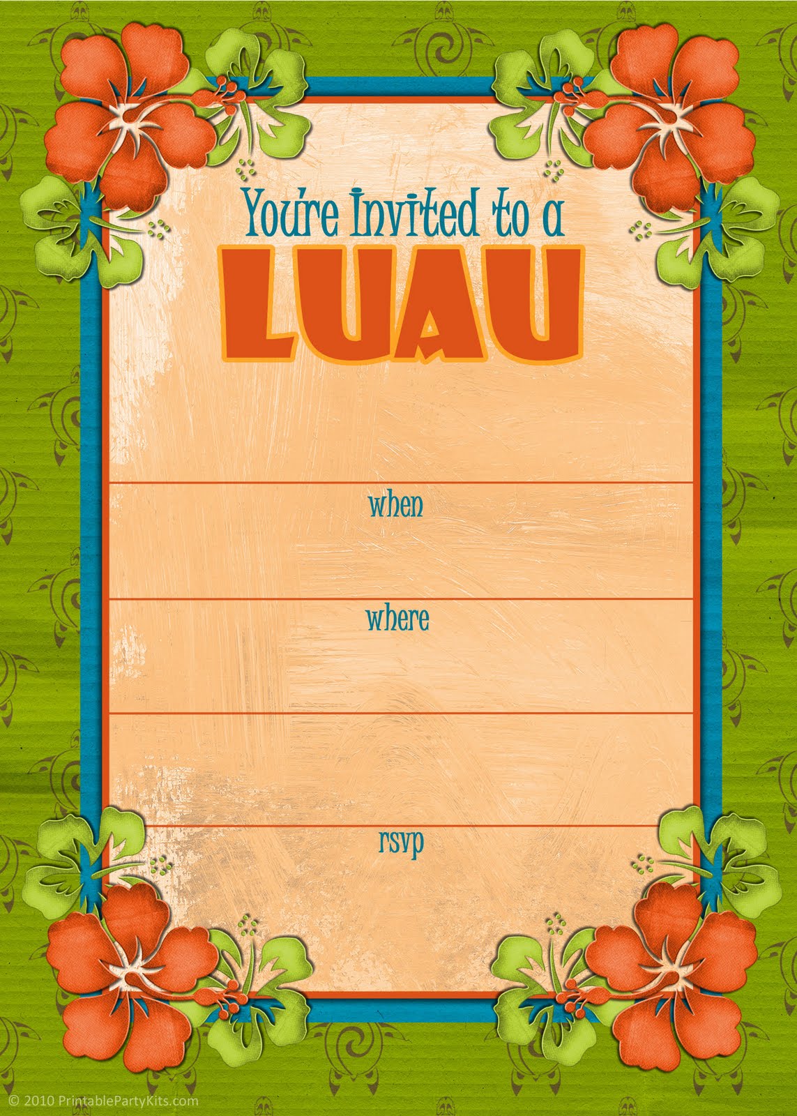 Hawaiian Luau Party Invitation Template Free