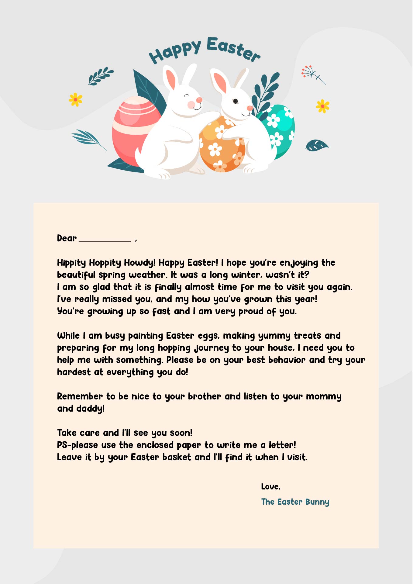 Christian Easter Printable Bunny Letters