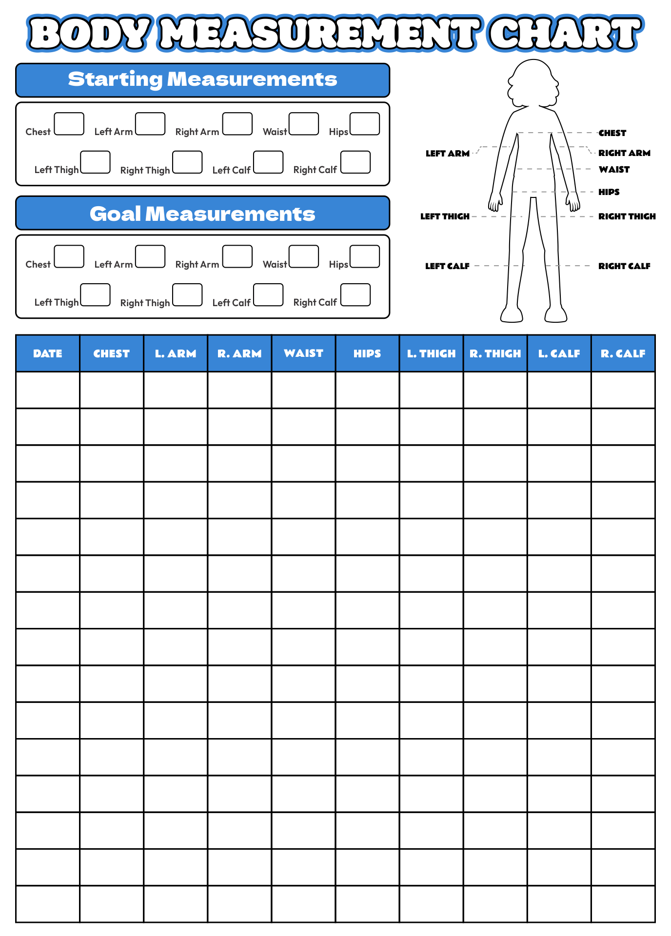 free printable body measurement sheet - Ecosia - Images