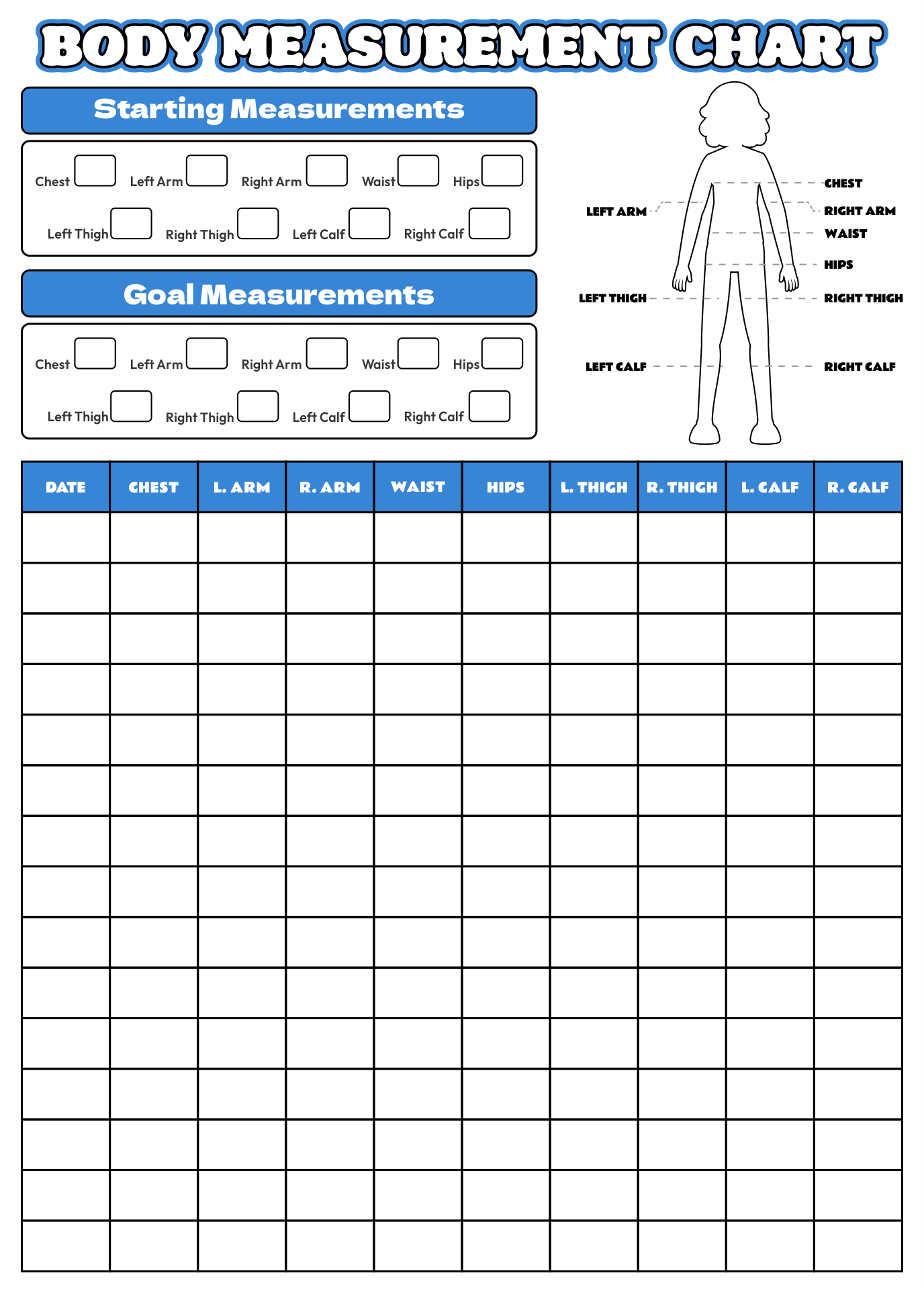 Body Measurement Printable