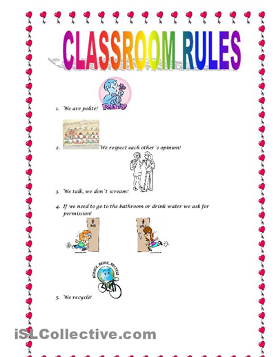 Printable Classroom Rules Elementary School