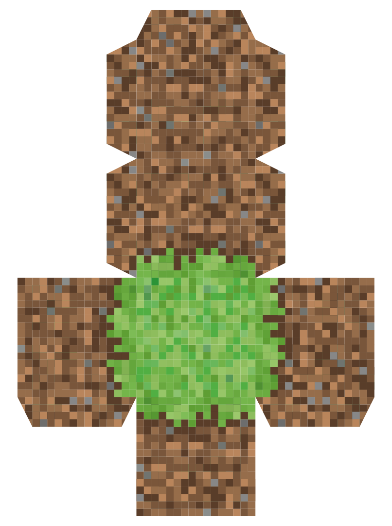 Minecraft Paper Model Template Grass Block PNG - Free Download