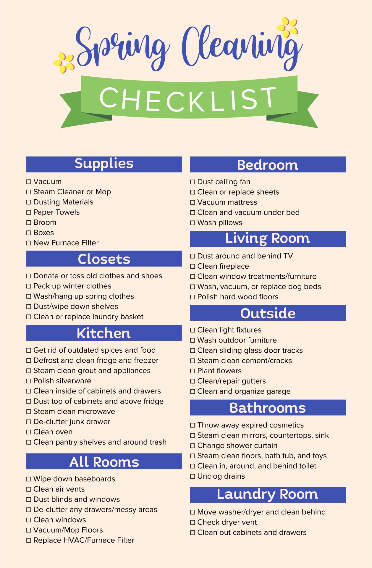 Church Cleaning Checklist Printable