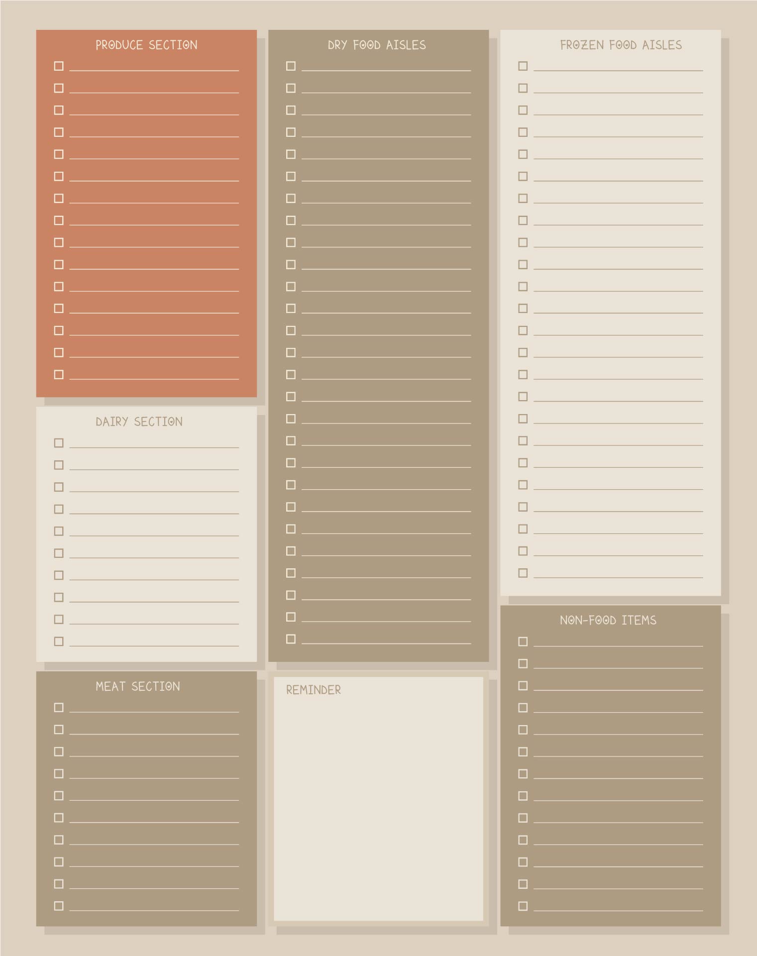 Grocery List Template Free Collection