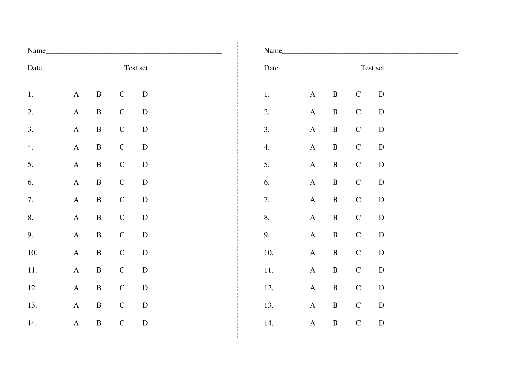 Multiple Choice Test Template Word Free