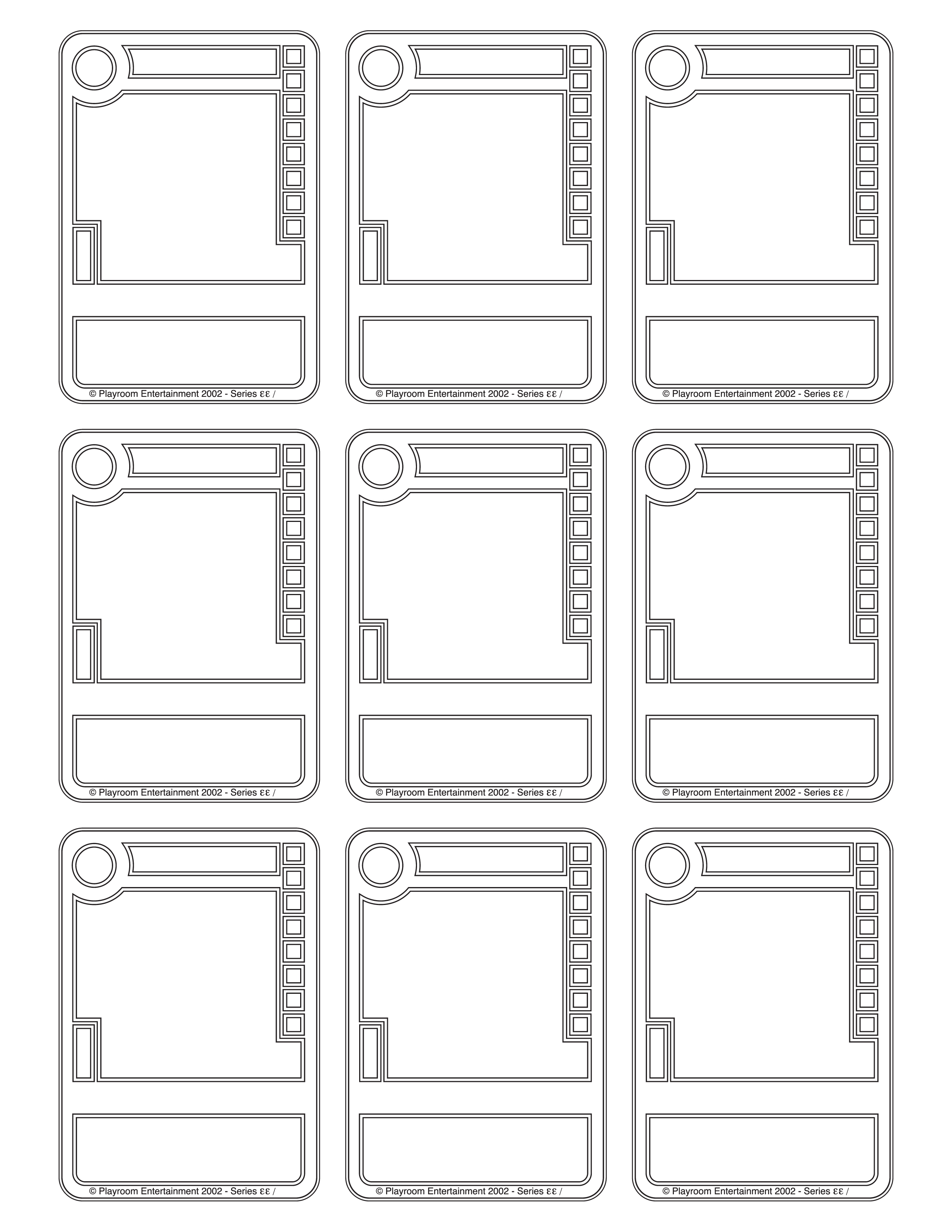 Template For Game Cards