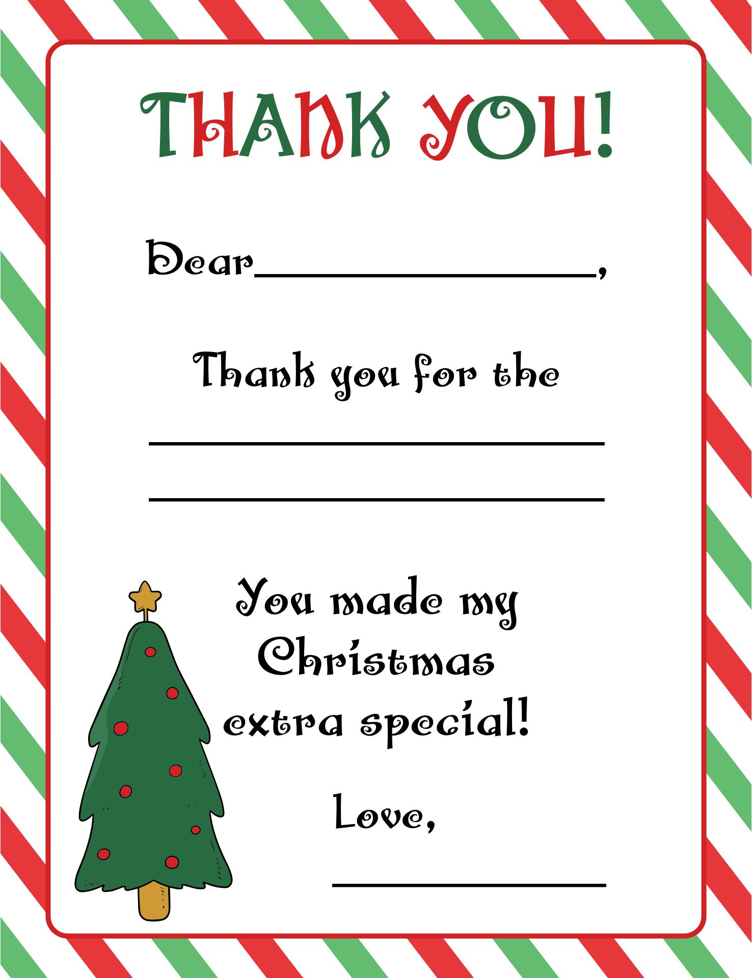 Christmas Thank You Cards 10 Free PDF Printables Printablee