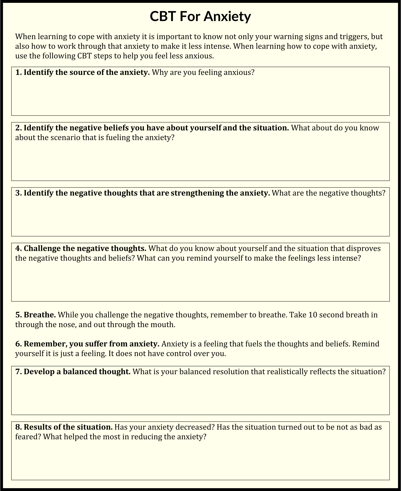 Cognitive Behavior Therapy Worksheets