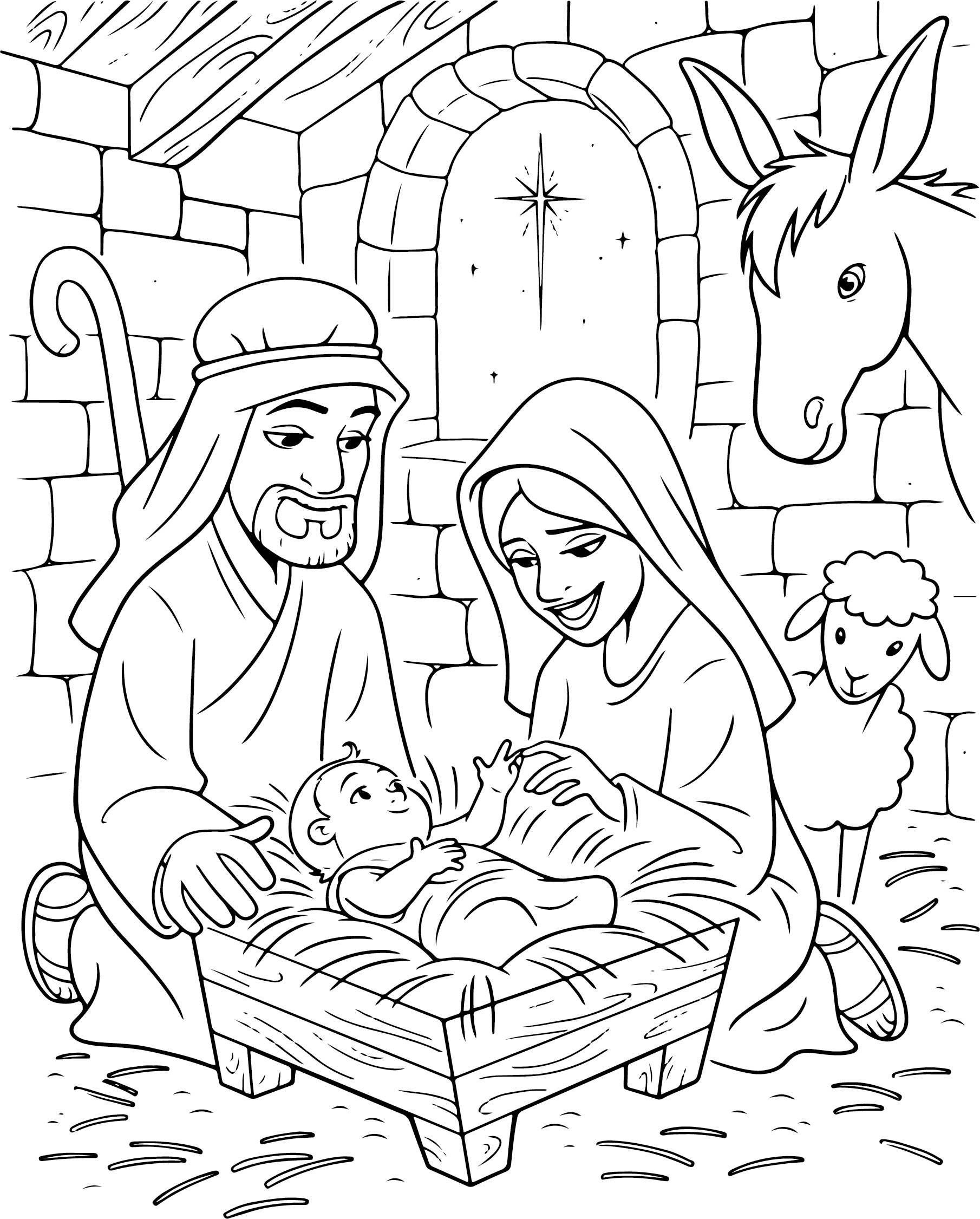 Download 6 Best Christmas Nativity Scene Coloring Page Printable ...