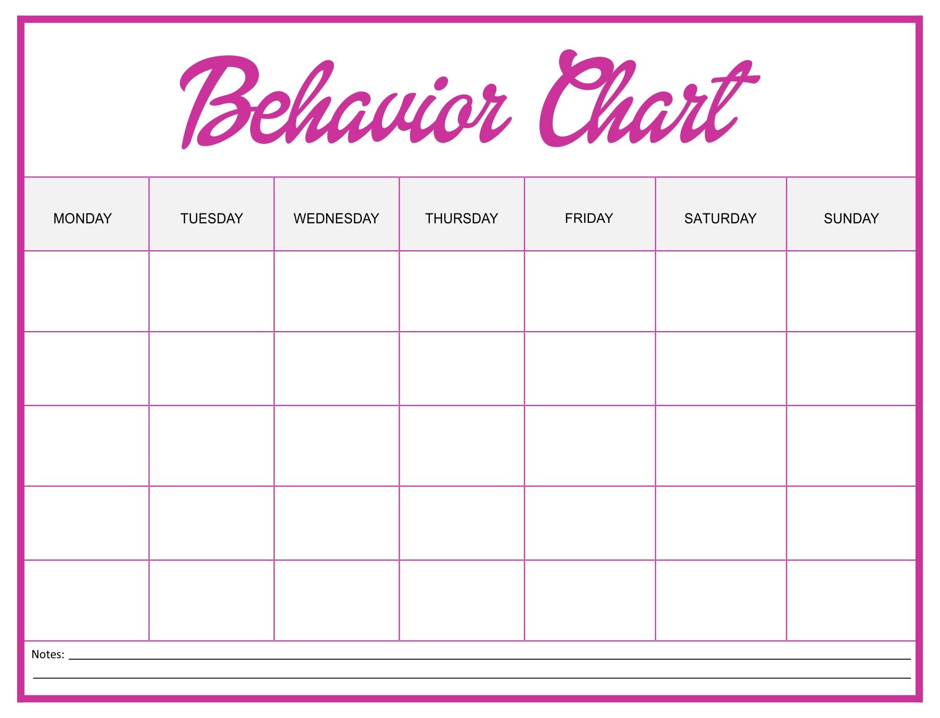 Free Behavior Chart Template Printable Form Templates And Letter