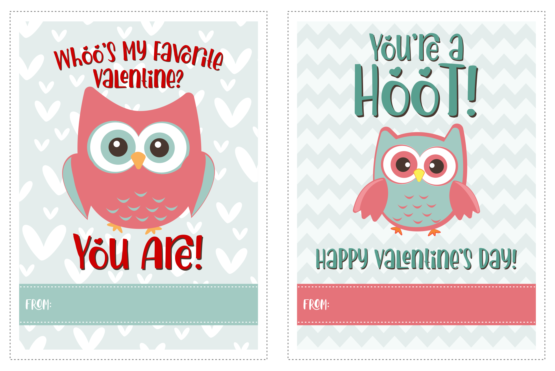 Printable Owl Valentine Cards Kids