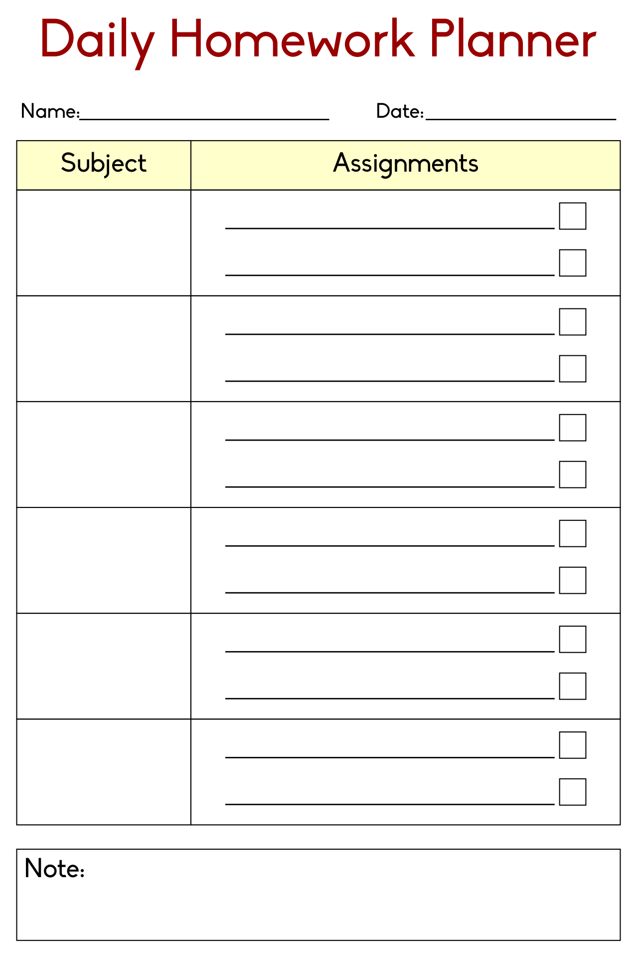 teachers assignment chart
