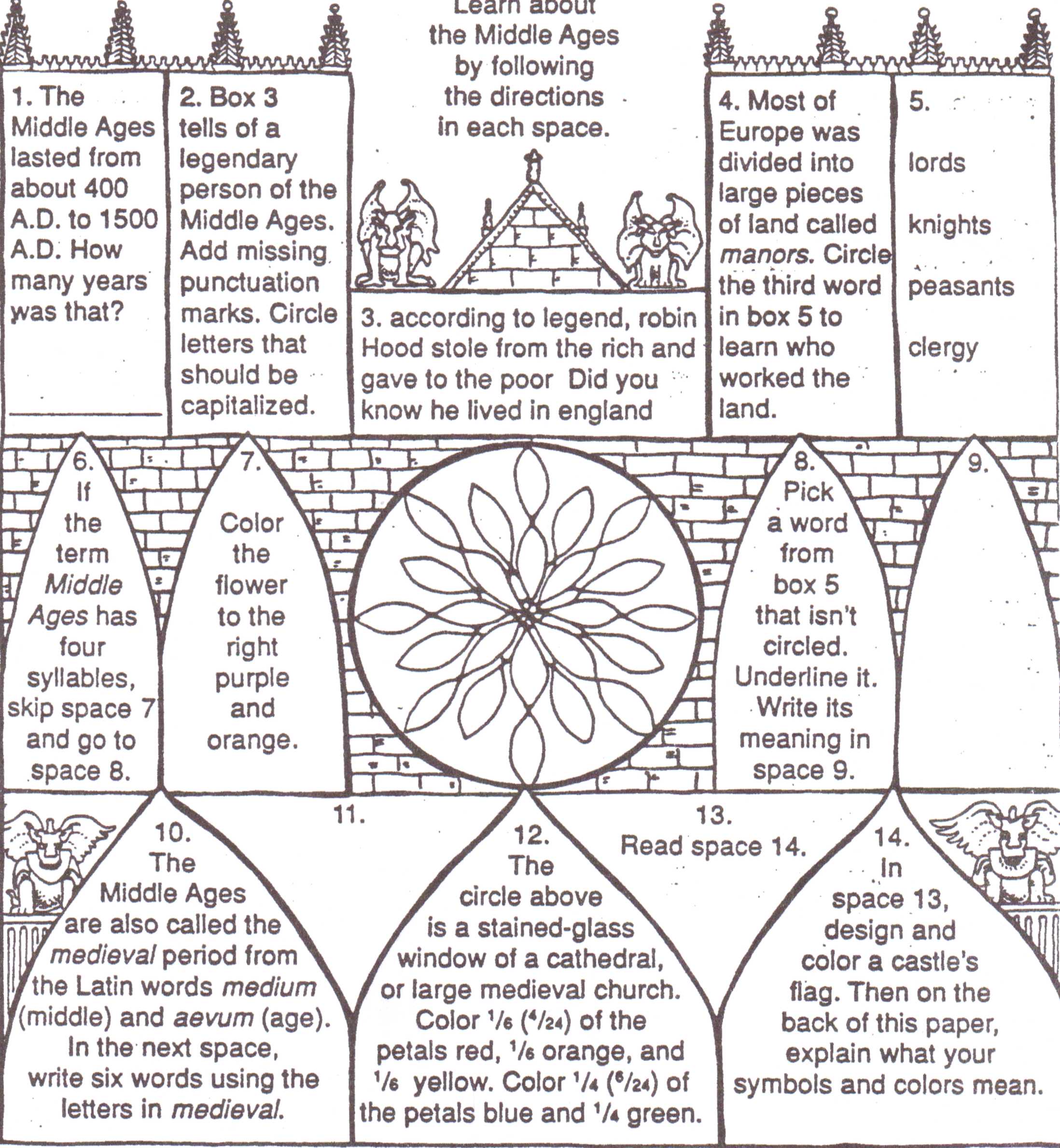 Middle Ages Worksheets Printable