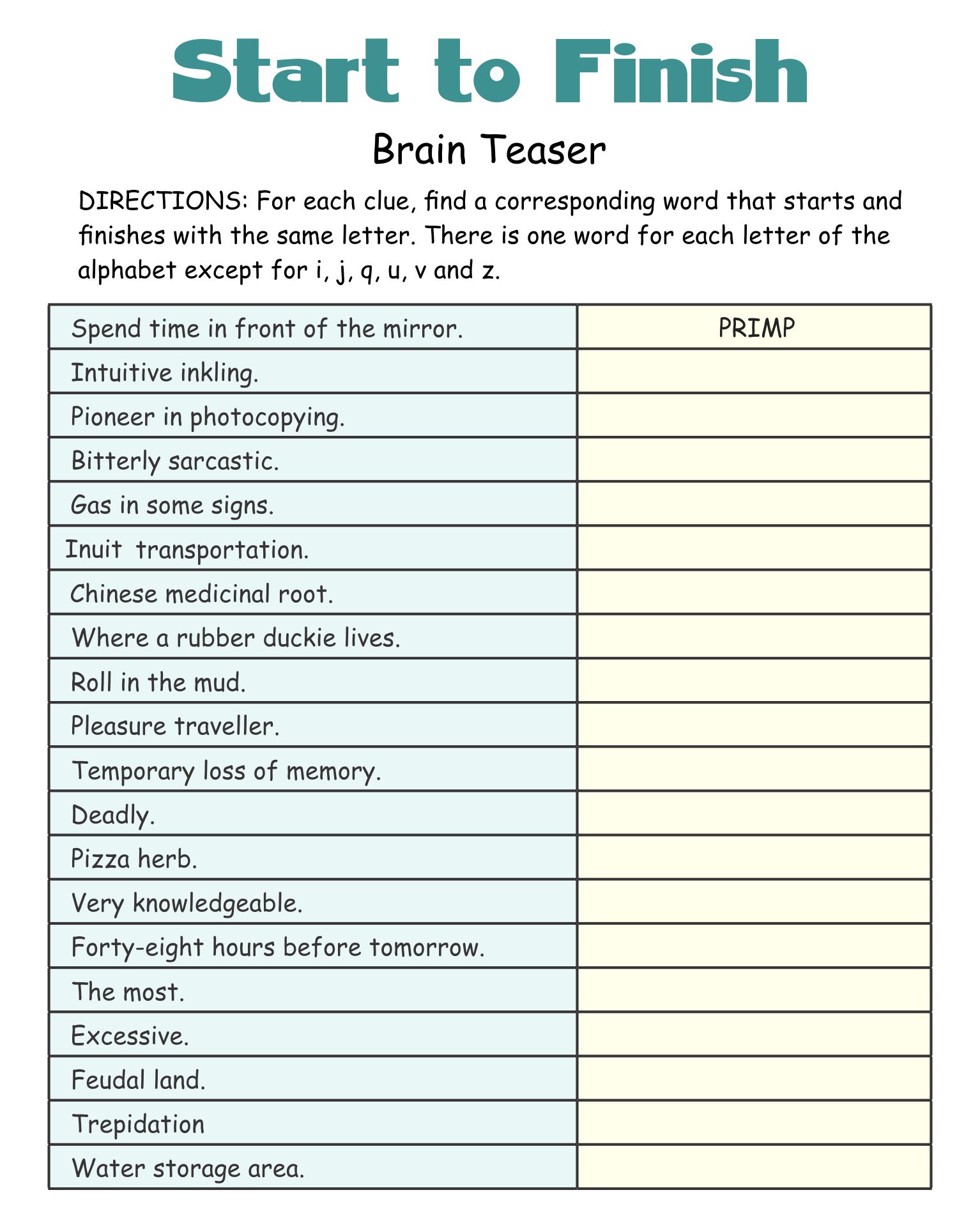 Printable Activity Sheets For Adults In Psych