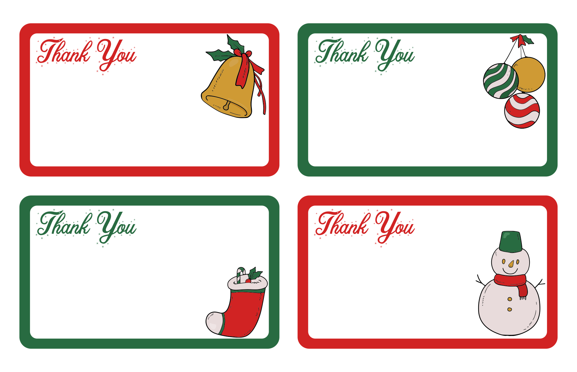 Printable Christmas Thank You Card Templates