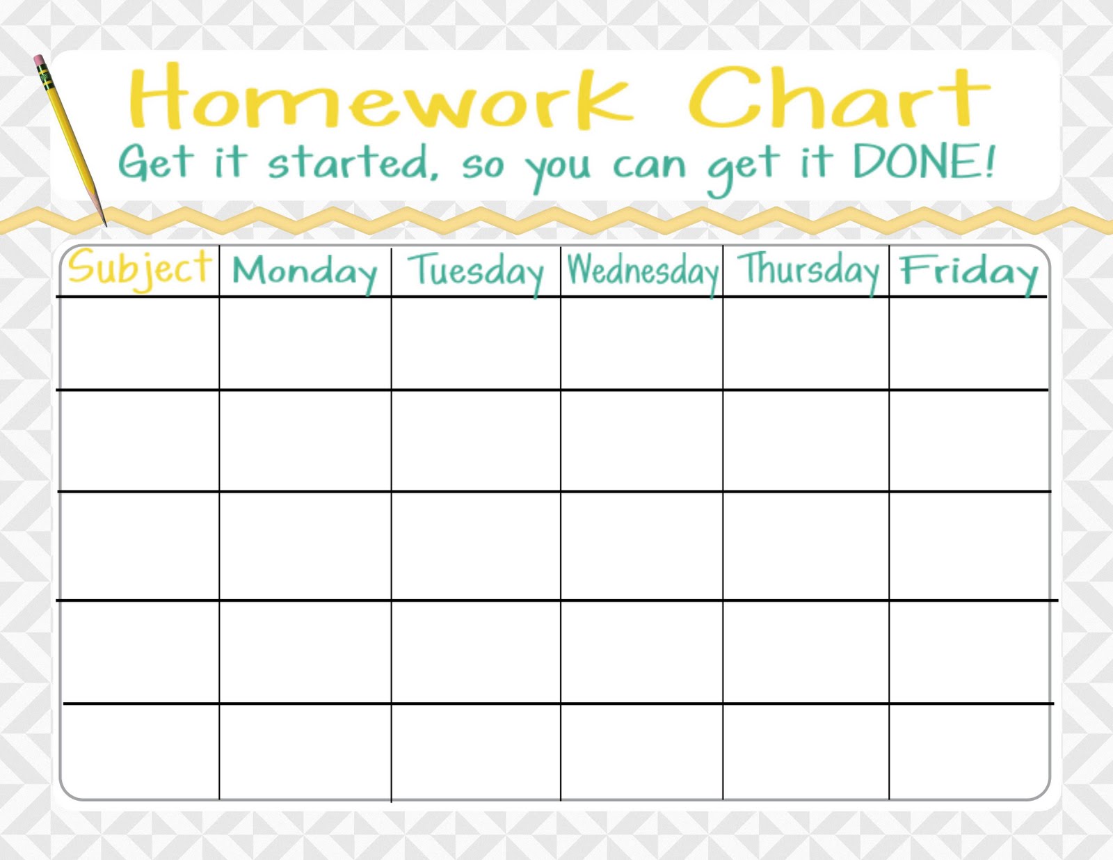 weekly homework chart pdf