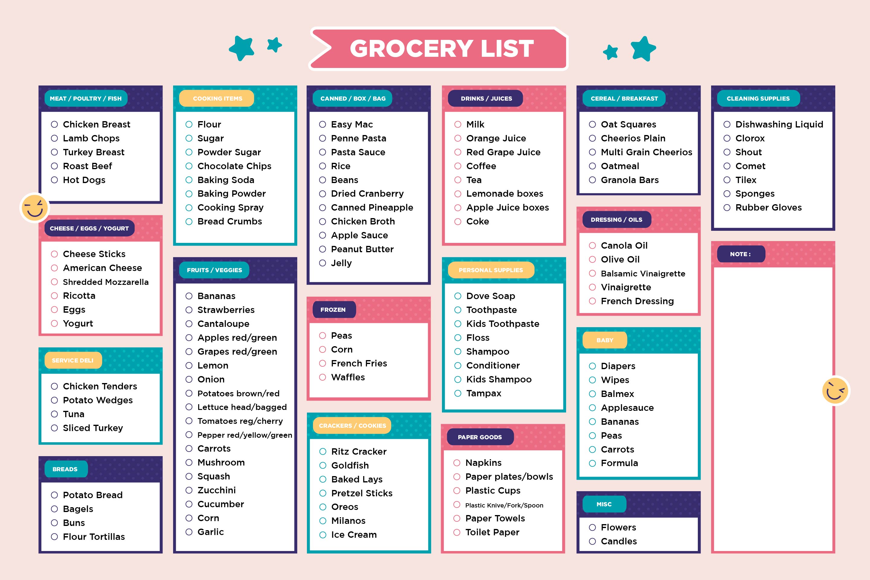 HEB Grocery List Template