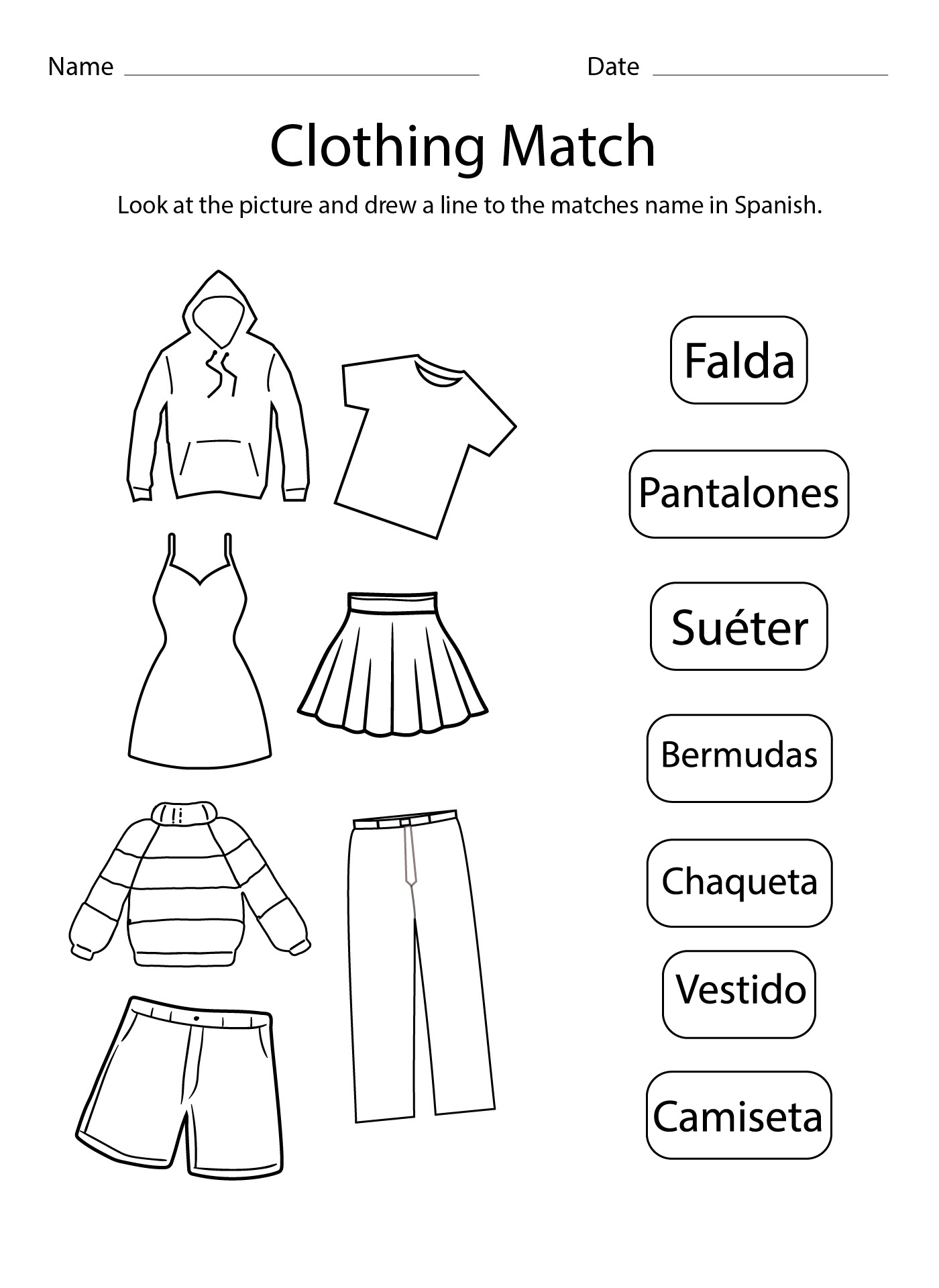 Clothes Worksheets