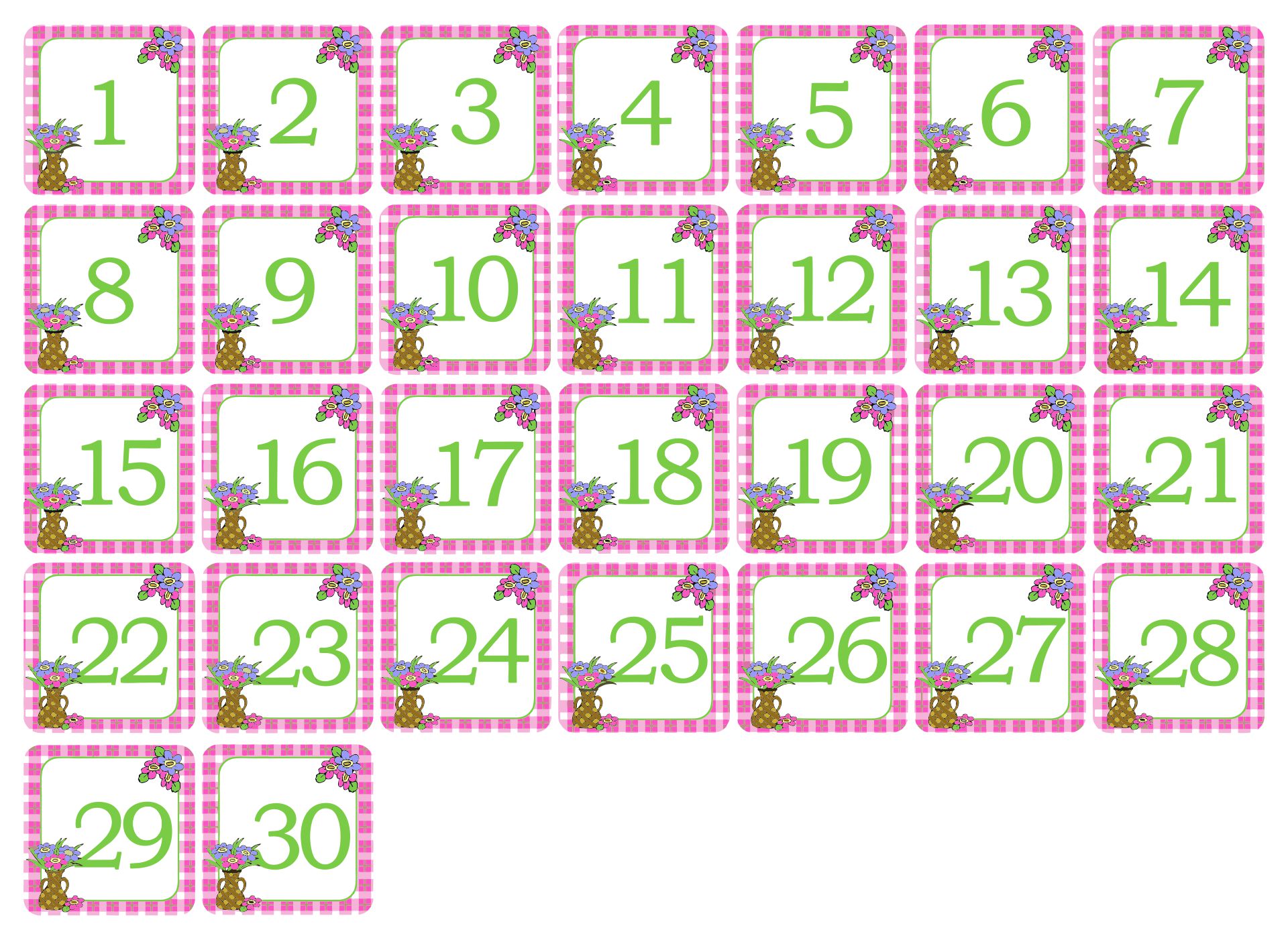 Free Printable Calendar Numbers For Pocket Chart