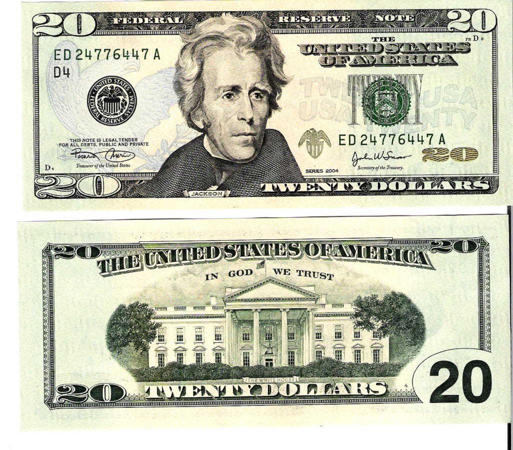 Old Twenty Dollar Bill Actual Size