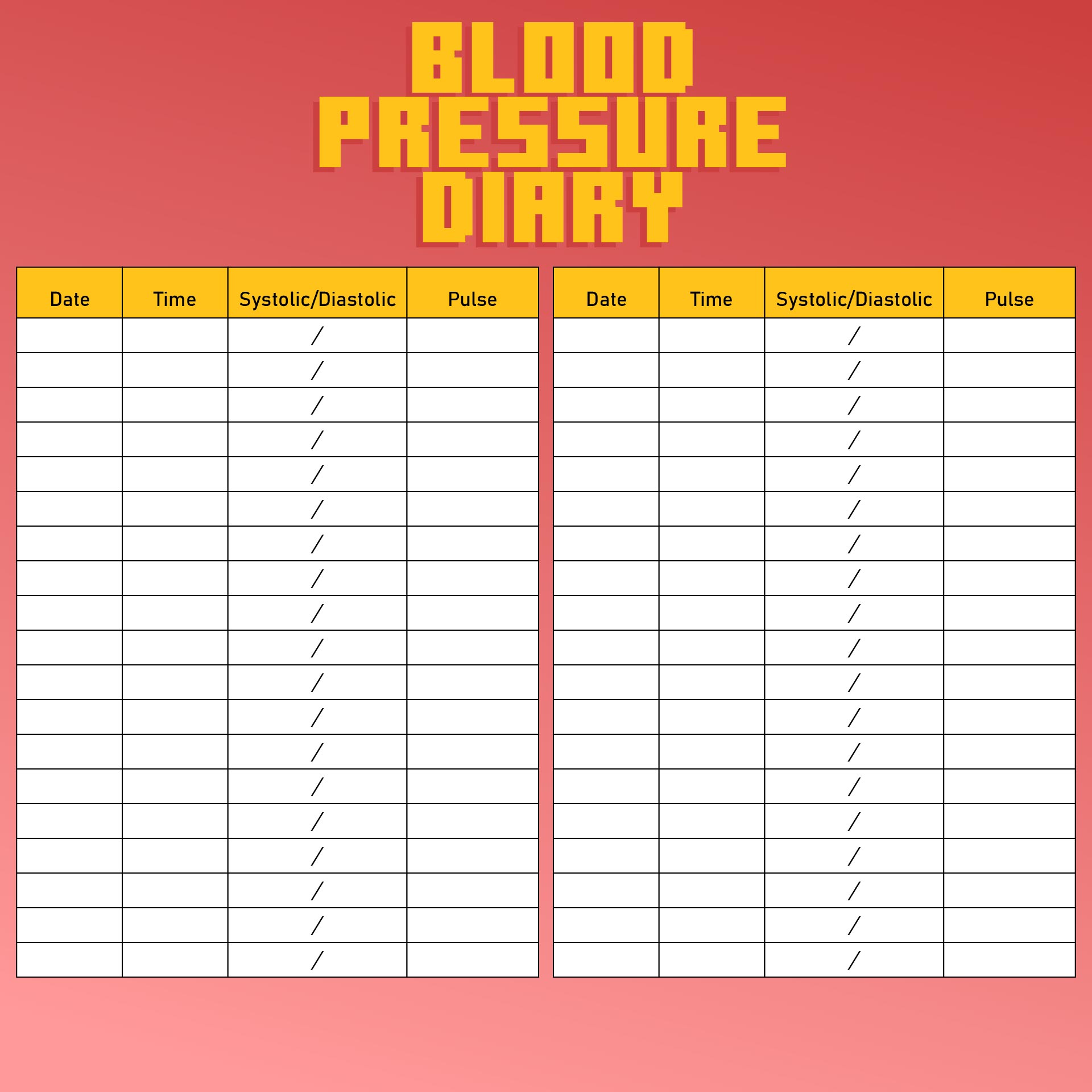 printable free blood pressure log sheets